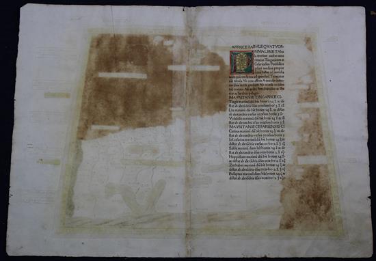 Claudius Ptolemy Prima Affri; Map of Mauritania and The Balearic Islands, 1486, overall 16.25 x 22.75in., unframed